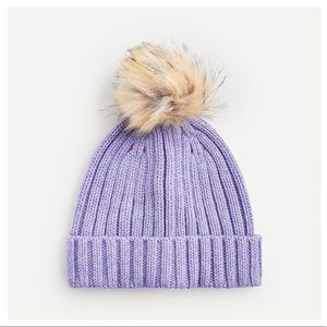 NWT J. CREW Ribbed beanie with faux-fur pom-pom